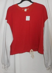 FREE PEOPLE BEACH ROT GESCHNITTENER RUNDHALSAUSSCHNITT PULLOVER SWEATSHIRT DAMEN GROSS NEU - Bild 1 von 3