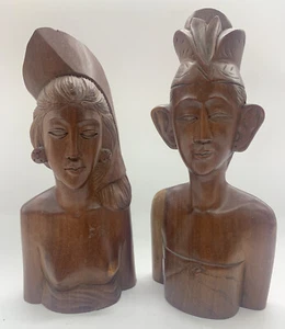 Bali Wood Sculpture Woman & Man Hand Carved (a9) - Picture 1 of 7