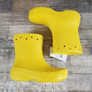Crocs Classic Womens Rain Boots Sz 7 Sunflower Round Toe Waterproof Ankle Boots - Picture 1 of 11