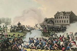 Batalla Leipzig 1813 Jenkins impresión aguatinta original guerras napoleónicas militares - Imagen 1 de 4
