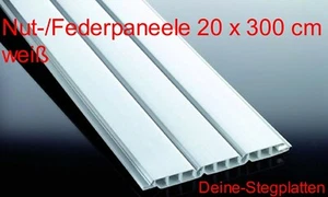 Profilbretter Nut- und Feder, Kunststoff, weiß, 20 cm x 300 cm, 3-Brett-Optik - Bild 1 von 5