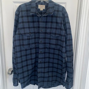 Vintage CC Filson Mens XL Shirt Chamois Button Up Workwear Blue Black Plaid - Picture 1 of 3