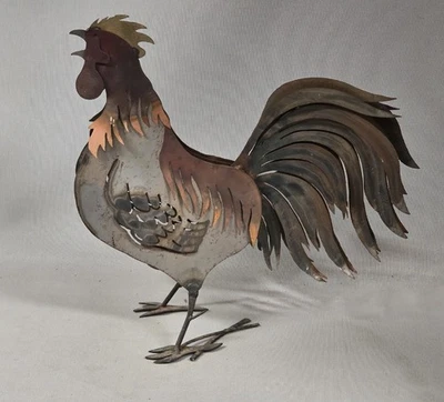 Unique Antiqued Handmade Motion Folk Art Metal Rooster Weathervane  - Image 1 of 4