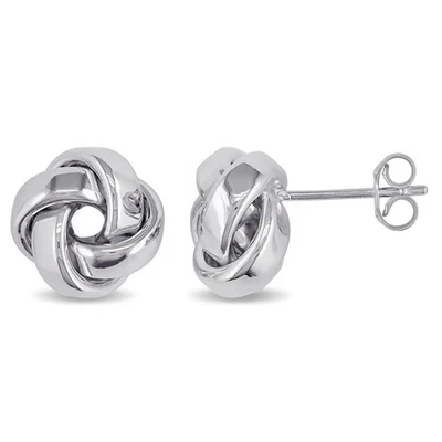 Amour 10mm Love Knot Stud Earrings in 10k White Gold - Image 1 of 4