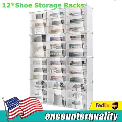 12-Tier Shoe Rack Organizer Stackable Closet 96 Pairs Shoe Box Storage Cabinet - Image 1 of 4