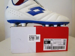 Lotto Stadio 200 III FG Soccer Football Cleats K Leather Forefoot White Blue 12 - Picture 1 of 6