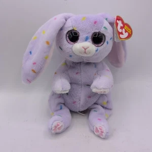 Nuovo con etichette TY Beanie Bellies Giacinto Peluche Coniglietto Coniglio Viola Coriandoli Spruzzati - Foto 1 di 8
