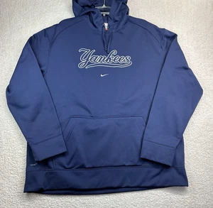 Nike Fit New York Yankees Center Swoosh Hoodie Pullover Mens 2XL XXL Navy READ - Picture 1 of 13