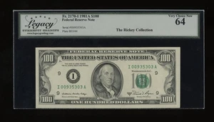 DBR 1981-A $100 Minneapolis Fr. 2170-I Legacy 64 Serial I00935303A - Picture 1 of 2