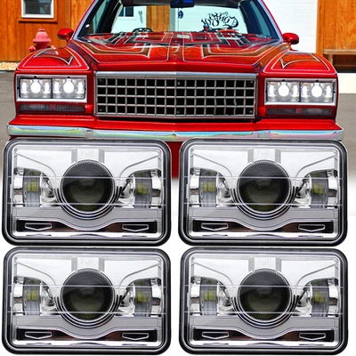 4PCS For Chevrolet Monte Carlo 1980-1988 El Camino 4x6" LED Headlights Hi/Lo DRL - Image 1 of 4
