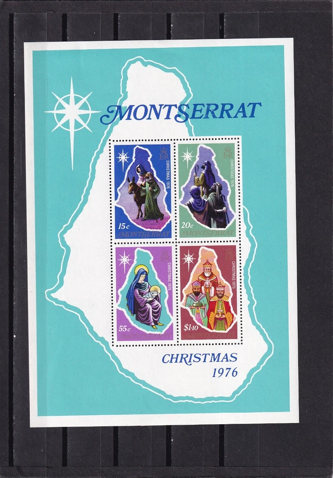 LI07 Montserrat 1976 Navidad Como Nueva Hoja de Recuerdo con Bisagras Foto 1 de 1