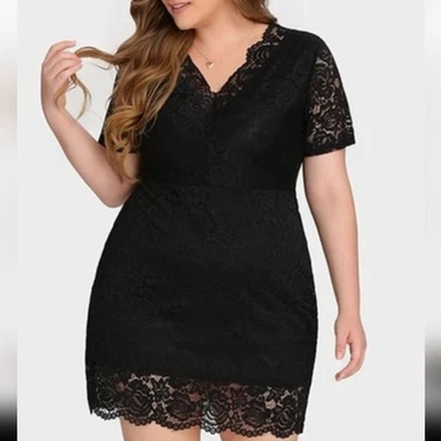 Bloomchic Lace Overlay Sheath Shortsleeve Dress - Image 1 of 4
