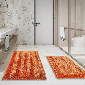 Orange Bathroom Rugs Sets 2 Piece, Extra Soft and Absorbent Chenille Bath Mat... - Bild 1 von 7