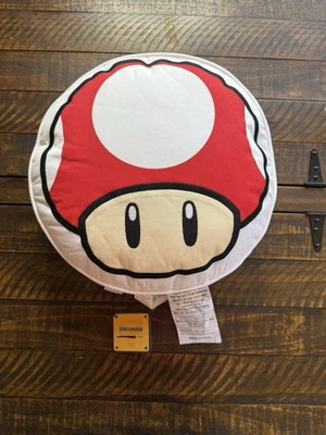 Pottery Barn Teen Super Mario Super Mushroom 1-Up Mushroom Reversible Pillow NWD - Image 1 of 4