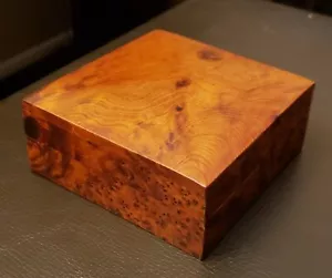 Possibly Thuya Wood, Square Box, Vintage Burlwood Birdseye, Naturally Beautiful - Picture 1 of 16