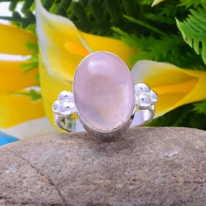 Belleza Rosa Cuarzo Gema 925 Plata de Ley Handmade Anillo Todos los Tamaños - Imagen 1 de 3