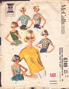 McCall's 6749 Misses' and Junior Blouse In Six Versions "Easy To Sew"  16 - Picture 1 of 6