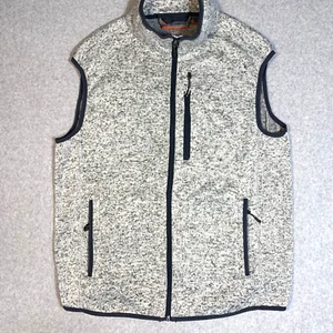 Chaleco Free Country Para Hombre Pequeño Tejido Polar Cremallera Completa Gris Jaspeado Bolsillos - Imagen 1 de 6