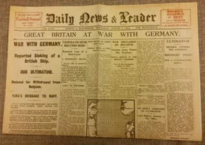 1914 Newspaper World War I Starts Picture Photos History Military Army Navy RAF - Foto 1 di 13