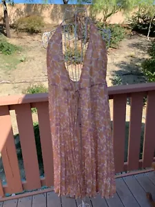 Abito cardigan donna ASTR marrone beige stampa floreale reggicalze schiena aperta taglia M - Foto 1 di 11