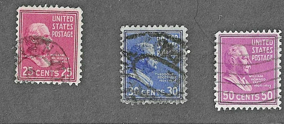 USA 1938 Presidential Series - SG 825/6&7 - McKINLEY, ROOSEVELDT & TAFT - Fine - Image 1 of 1