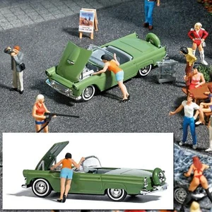 HO 1:87 Busch # 7826 Car Show, 1950s Ford Thunderbird w/ Raised Hood, Figure - Picture 1 of 1