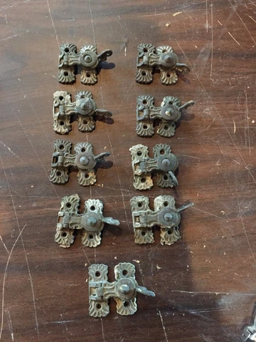Nine Pair Of Brass Antique Window Locks Very Fancy Cover