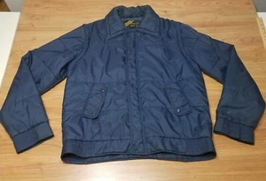 Vintage Sears Outerwear Snap Button Zipper Jacket Puffer Vest Tall Large Blue - Picture 1 of 12