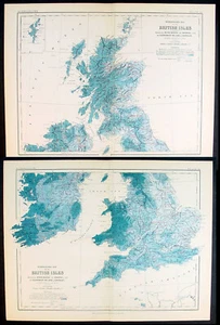 1873 Keith Johnston Antique Hydrographic Maps x 2 of Great Britain & Ireland - Picture 1 of 4