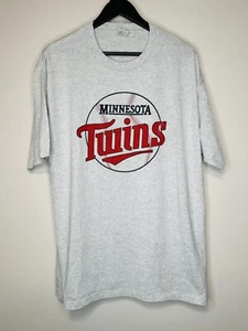 Vintage 90s Minnesota Twins Logo T Shirt Size XL Heather Grey MLB Made In USA  - Bild 1 von 9