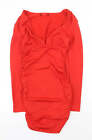 Preworn Womens Red Polyester Mini Size 6 V-Neck Pullover