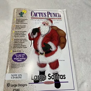 Cactus Punch Embroidery Designs CD Large Santas Christmas 10 Designs - Picture 1 of 15