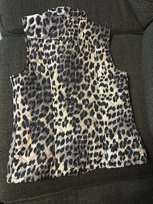 I.n. Studio Works Sport  Fleece Vest Pockets Women S Size Leopard  - Image 1 of 4