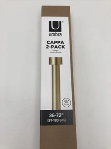 Gold Umbra Cappa 3/4-Inch Curtain Rod, 36”-72” Brackets & Hardware 2 Pack New - Picture 1 of 3