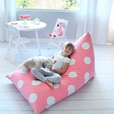  Bean Bag Chair Cover & Stuffed Animal Storage Bag - Toy Light Pink Polka Dot - Image 1 of 4