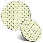 Mouse Mat & Coaster Set Green Forest Tree Pattern Christmas #170594