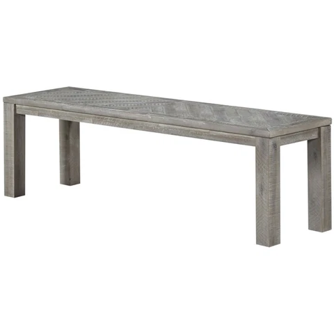 Bowery Hill Contemporary Gray Finish Solid Wood Dining Bench Cover