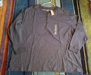 FOUNDRY Henley MEN's Shirt LONG SLEEVE Gray Charcoal Heather 3 Button SHIRT 5XL - Picture 1 of 9