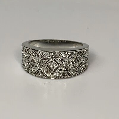 镀银 X 鸡尾酒戒指 尺寸 7.5 — 第 1/4 张图片