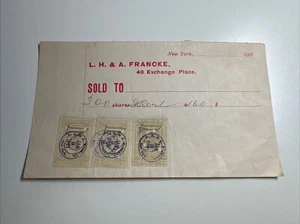 R185 - LH & A Francke - Stock Sales Slip - New York NY - 1901 - Revenue - Picture 1 of 2