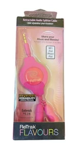 Re-Trak Retractable Audio Splitter Cable iPhone, iPad, iPod MP3 - Picture 1 of 3