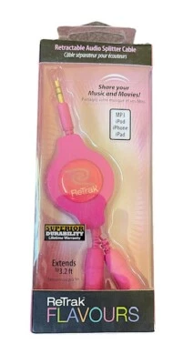 Re-Trak Retractable Audio Splitter Cable iPhone, iPad, iPod MP3 - Image 1 of 3