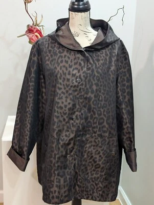 Jaqueta reversível retrato estampa de leopardo/marrom metálica com capuz tamanho G regular  - Imagem 1 de 4