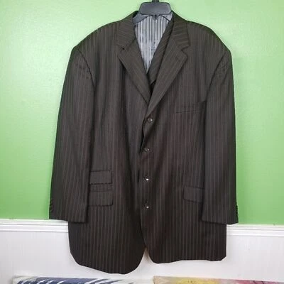 Jaqueta/Colete de Lã Merino Giro D'Italia Masculina Plus Size 52L Listra Marrom Lana Lux - Imagem 1 de 4