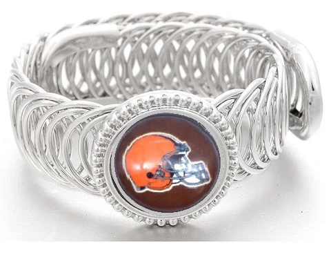 Cleveland Browns Football Sterling Silver Mens Womens Wrap Bracelet w GiftPk D11 Cover