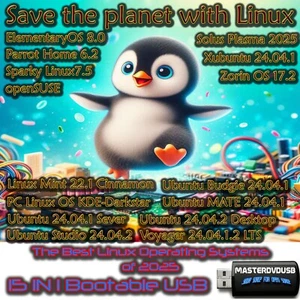 Linux Multi-Boot USB 15-in-1 Best Linux Operating Systems of 2025 For Everybody - Picture 1 of 14