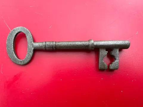 Large Antique/Georgian Skeleton Key, Big Chunky Pass Key Old Hand Forged 12.5cms Cover