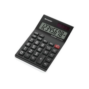 8-Digit Calculator Black Sharp EL310AN Semi-Desktop LCD Display Dual Powered
