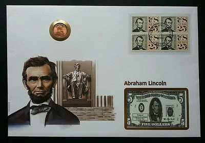 USA US Abraham Lincoln 1995 President FDC 美国总统林肯 (phonecard coin cover) *3 in 1 - Image 1 of 4