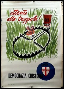 1950ca * Manifesto, Poster Politica "Vota Democrazia Cristiana - Attenti alla Tr - Foto 1 di 2